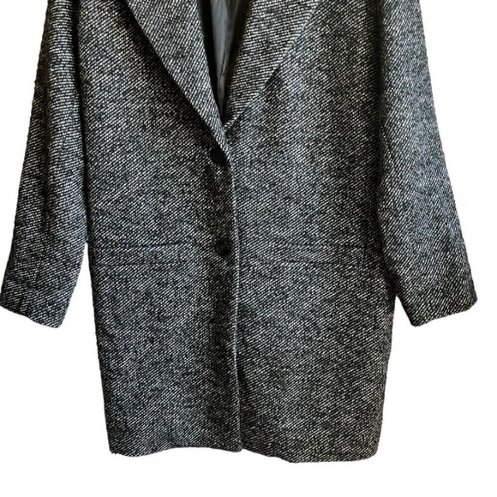 NWT Levi’s Mari Coat XL Chunky Twill Salt And Pepper Black Faux Fur - Picture 4 of 15